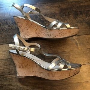 Franco Sarto wedges, metallic.
